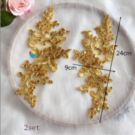 2 par broderi paljettspets