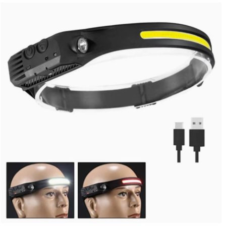 Hodelykt Oppladbar, 1000 Lumen 230° Bred Stråle Super Lys Hodelykt med Håndfri Sensor, Led Hodelykt 1500mAh IPX5 Vanntett Lett