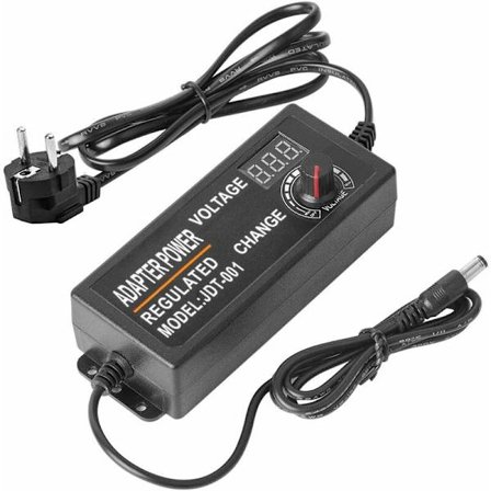 60W Justerbar LED Strømforsyning 5A, DC 3-12V, Kompatibel med LED Strip Lys, AC 100-240V Input