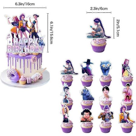 Demon Hunters Fest Bestik Sæt Banner Baggrund Balloner Kagepynt Udendørs Picnic Forsyning Fødselsdag til Koreansk Kpop Anime Fest