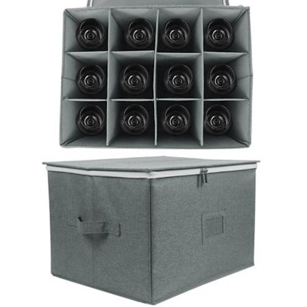 Hopfällbar förvaringslåda för vinglas med lock