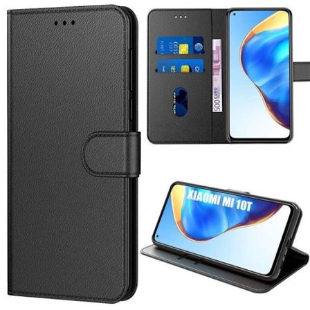 Skyddande Fodral - E.F.CONNECTION - Xiaomi Mi 10T - Lädereffekt - Magnetisk - Svart
