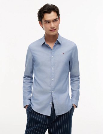 Tommy Jeans Tjm Slim Stretch Oxford Shirt - Blue - L