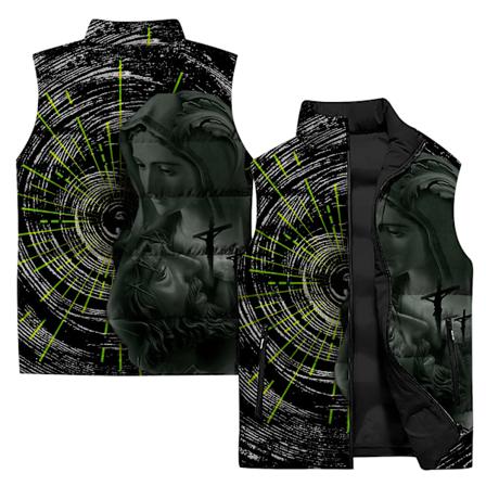 Vintervest til Mænd - Stilfuld Skulptural Print Jakke - Herretøj 2024 Harajuku Streetwear Ærmeløs P24047CWJ-90PG 4XL