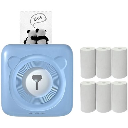 Mini Smart Thermal Printer, Suitable For All Smart Phones, Memo Label Printer, Bluetooth Label Printer With 6 Rolls Of Printing Paper (blue)