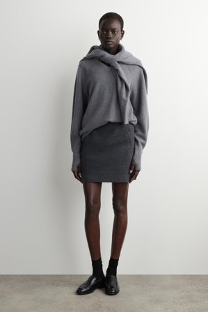 COS Femme Mini-Jupe En Laine Mérinos Bouillie in Gris