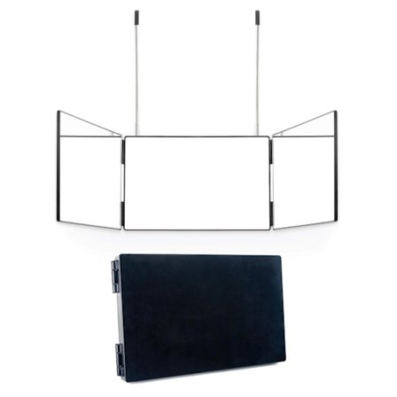 1 stk sort LED 3-sidet foldbar makeup-spejl med lys, dæmpbar