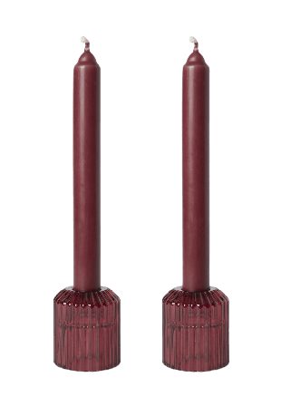 MANO ATELIER Gåvoset låg ljusstake och ljus, 2-pack Ljus & ljusstakar Röd ONESIZE