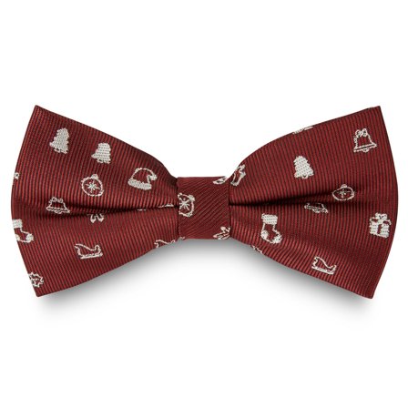 Burgundowo-biała bożonarodzeniowa muszka dla mężczyzn - Muszki gotowe do noszenia
