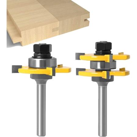 8MM Skaft Matchet Tung og Spor Fræsersett 3 Fløyter T-Form W