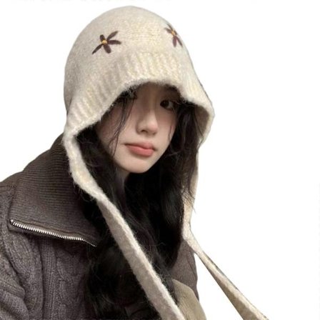 Blomstermønstret Hue Børn Farverig Øreklaphue Blød og Varm Hovedbeklædning til Koldt Vejr lysegrå