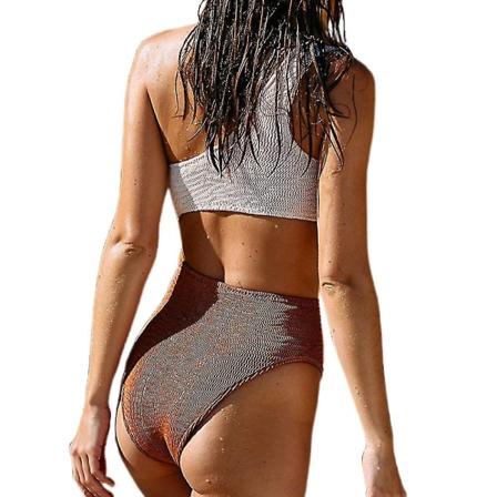 Naisten kukkainen set korkeavyötäröllä pehmustettu Crop Top Beach M