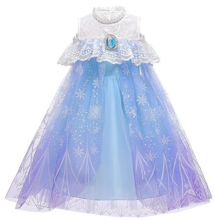 Frozen Elsa Cosplayklänning för flickor 4-8 år, Prinsessklänning för fest