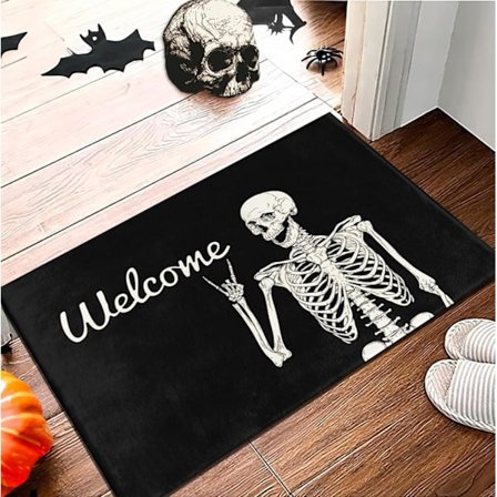 Dørmatte Morsom Halloween Hodeskalle Velkommen Dørmatte, Stue Kjøkken Gulvmatte Hjem Halloween Innendørs Utendørs Dekorasjon 50*80cm