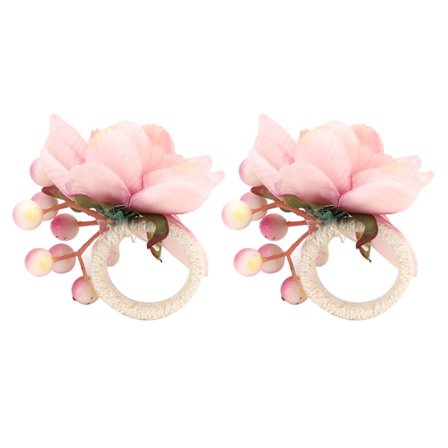 2 stk. Hampetau Servietspenne Simuleringsblomst Serviettring for Hotell Vestlig Restaurant6623 Rosa