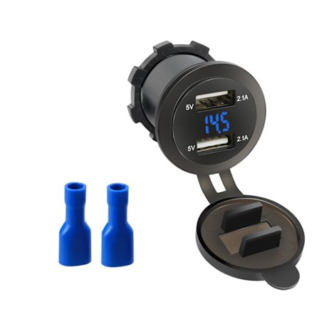 Dobbel USB-laderkontakt Vanntett Strømuttak 12V/24V 4.2A Hurtiglading USB-adapter for Bil Båter Marine