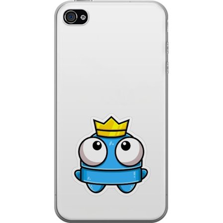 Kompatibel Mobilcover til Apple Apple iPhone 4 Blå tegnet figur med krone og store øjne i legende kongelig stil
