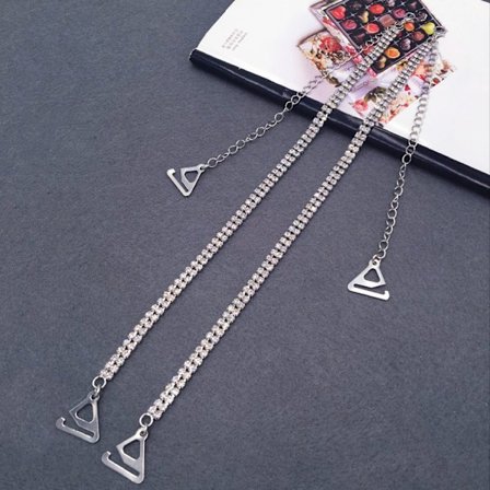 1 par (Silver) par osynliga halkfria justerbara strass bh-band