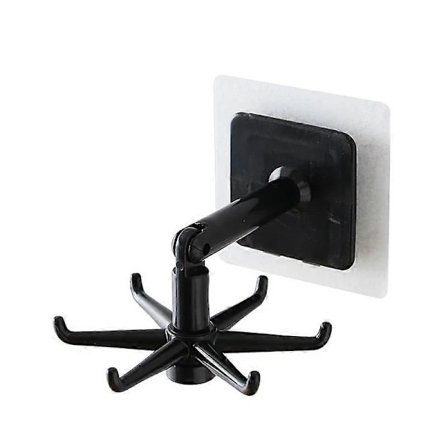 360° Roterande Hopfällbar Krok, 4 Krokar, Ingen Borrning Krävs, Roterande Ställ med Köksgrenar, Väggmonterad Köksutrustning