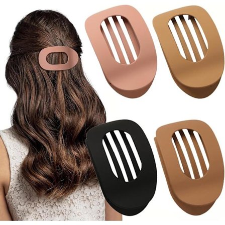 4-pakning brune flate hårspenner for kvinner, komfortabelt grep for alle hårtyper [JSR]