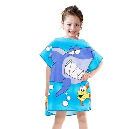 Barnbadhandduk Söt Haj Strandmössa Bad Dusch Snabbtorkande Pool