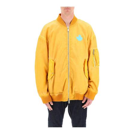 Dsquared2, bomber jacket with slogan print Geel, Heren, Maat:M