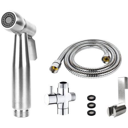 Bidéduschset H& - Bidéspruta i borstat rostfritt stål - Inkluderar slang, T