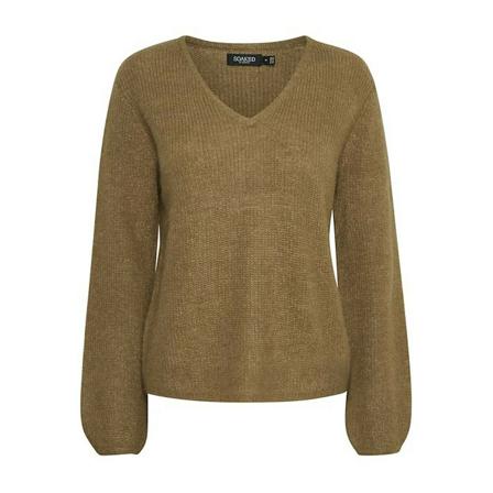 Soaked in Luxury V-neck Stickat brun, Dam Stickade tröjor & koftor, Dam, Storlek: S