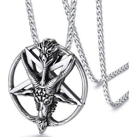 Baphomet Inverted Pentacle Halsband, Satanisk Get Huvudhänge, S