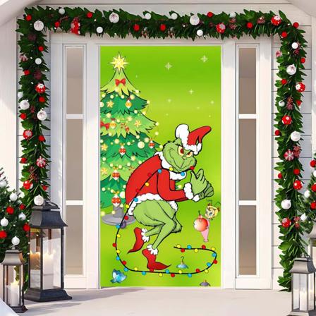 Jouluovikatteen iloinen Grinchmas-fonttikuistimerkki talvi uusi vuosi joulu joulukoristeet ja -tarvikkeet kodin juhliin