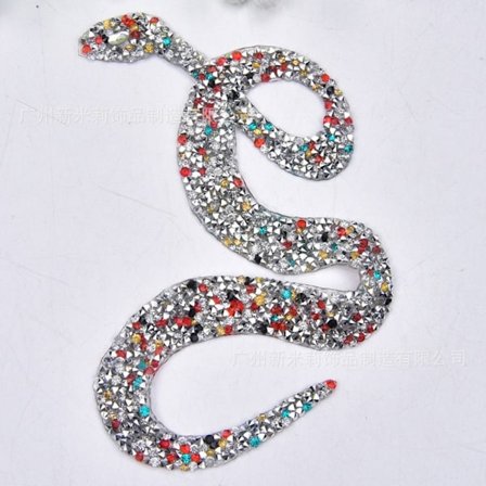 5 stk Snake Rhinestone Patches, Bling Snake Clothing Patch