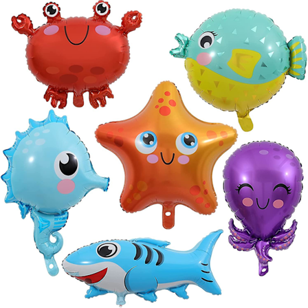 Havdyr Balloner Tegneserie Blæksprutte Søstjerne Søhest Kuglefisk Haj Krabbe Balloner Til Børnefødselsdagsfest Dekoration Forsyninger (6 stk)