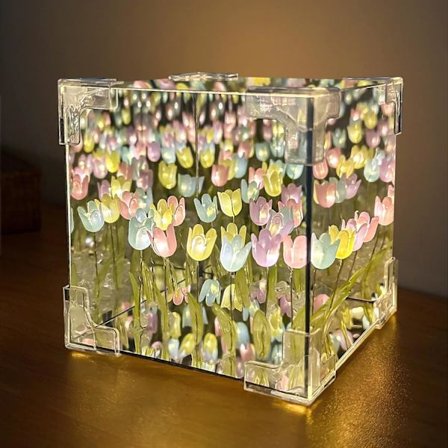 Tulipan Natlampe, LED Infinity Spejllampe (Multifarvet)