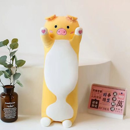 Gris rosa plysj pute 35,4", stor rosa gris plysjdyr, lang myk pute, sove klem puter, gigantisk søt kroppspute, DB