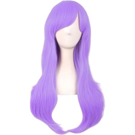 28 tum/70 cm dam sidoblugg lång lockig hår cosplay peruk för kvinnor flicka Light Purple