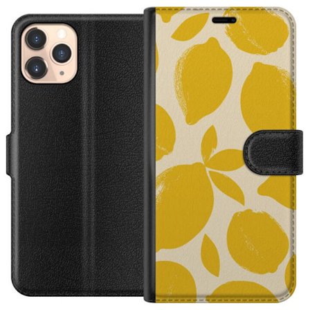 Kompatibelt Plånboksfodral till Apple Apple iPhone 11 Pro Citrontryck citroner gula citrusfrukt köksmönster sommar design tapet retro stil färsk i