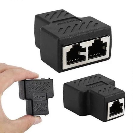 1 stk. 1 til 2-vejs LAN RJ45 Forlænger Splitter Ethernet Adapter til Internet Kabel Tilslutning 1 Input 2 Output Høj Kvalitet
