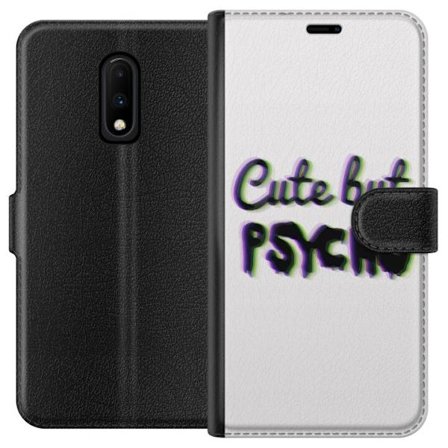 Kompatibel Tegnebogsetui til OnePlus 7 Rainbow-farvet legetøjsfigur med et glad ansigt og farverige cirkler i en legesyg studieillustration