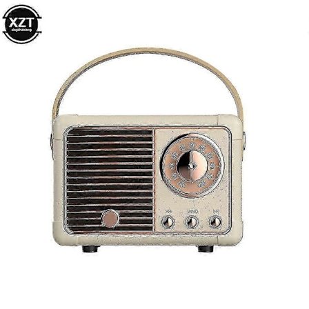 Retro Bärbar Bluetooth-högtalare med USB-gränssnitt Vintage FM-radio Musikspelare