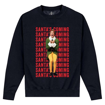 Elf Unisex Adult Santas Coming Sweatshirt M Navy