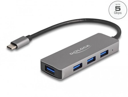 Delock HUB 4Port DeLOCK 4xUSB3.2 Grey