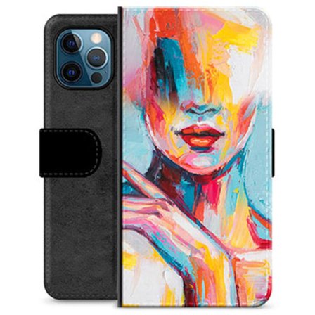 iPhone 12 Pro Premium Plånboksfodral - Abstrakt Porträtt