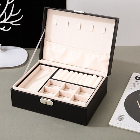 Korurasia Naisille ja Tytöille, 2-kerroksinen Suuri Korujen Säilytyslaatikko, PU-Nahkainen Korurasia