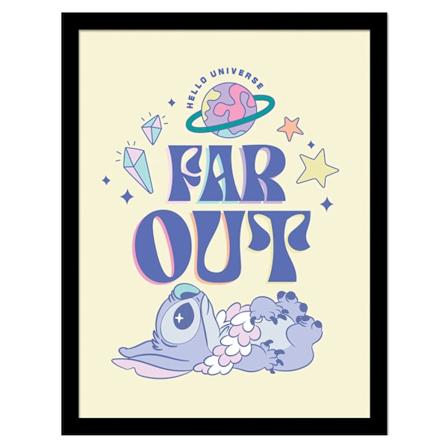 Lilo & Stitch Far Out Inramad Poster 40cm x 30cm Blå/Persika Blue/Peach 40cm x 30cm