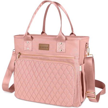 Stor Lunchväska för Kvinnor - Isolerad, Slitstark Nylonväska med Förvaringsficka, 33 cm L x 16 cm B x 28.7 cm H, Rosa