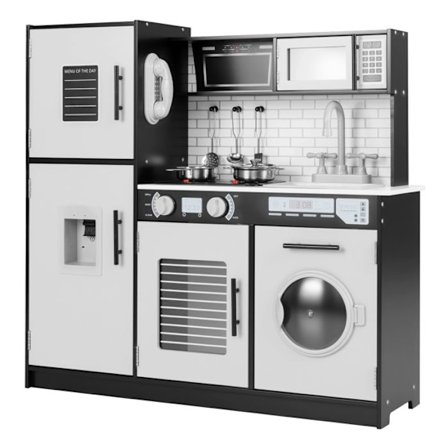 COSTWAY Køkken til Børn 3 År +, Effekter med Lyd og Lys med 5 Tilbehør Sort