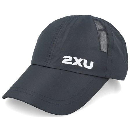 2XU - Run Cap Black/Black Dad Cap Unconstructed Black Cap - @ Hatstore