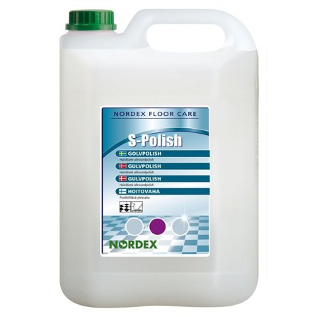 NORDEX Golvpolish S-Polish för linoleum-, plast- och stengolv, 5 l - Lyreco - Städ och hygien - Golvunderhåll - Golvpolish