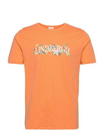 Printed Slub Tee S/S Orange Lindbergh