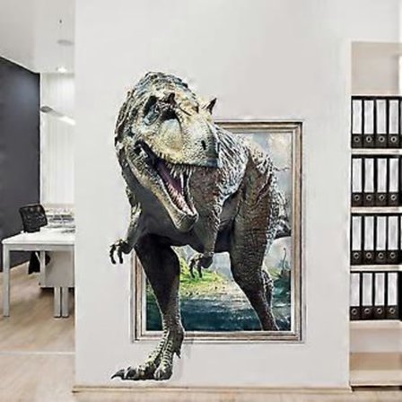 70x50cm Veggstickers Voksenrom - 3D Veggdekor | Veggsticker -Dinosaurer- Veggstickers Kjøkken - Veggdekorasjon Trompe l'oeil Sa